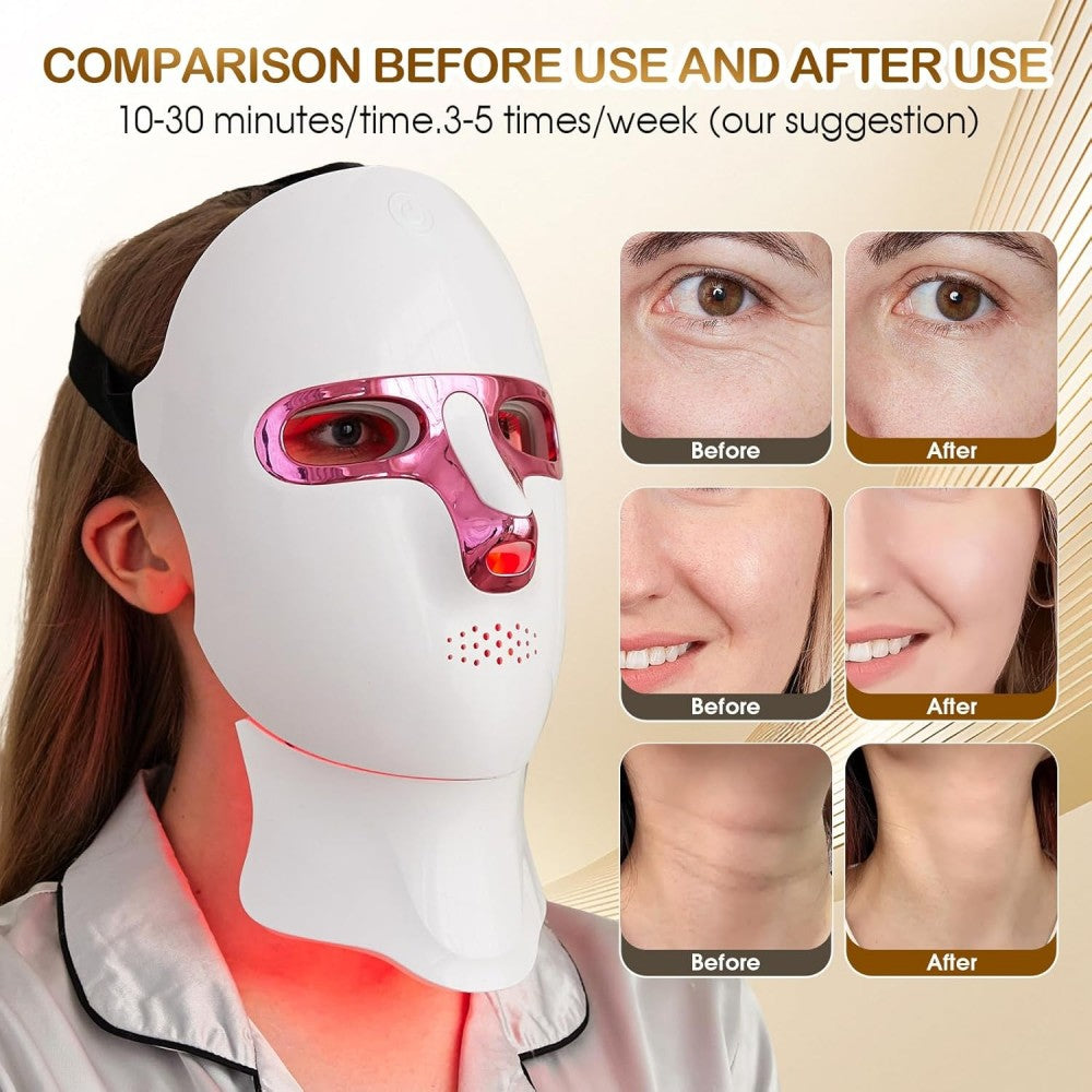 Morfone 7 Color LED Adjustable Brightness Wireless Charging Facial Light Therapy Mask White