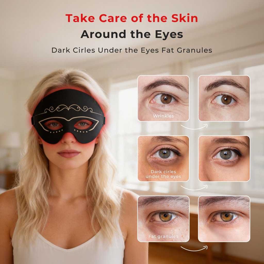 Morfone Reduces wrinkles around the eyes and relieves fatigue. Red light eye care mask with 3 modes, black, 1 piece