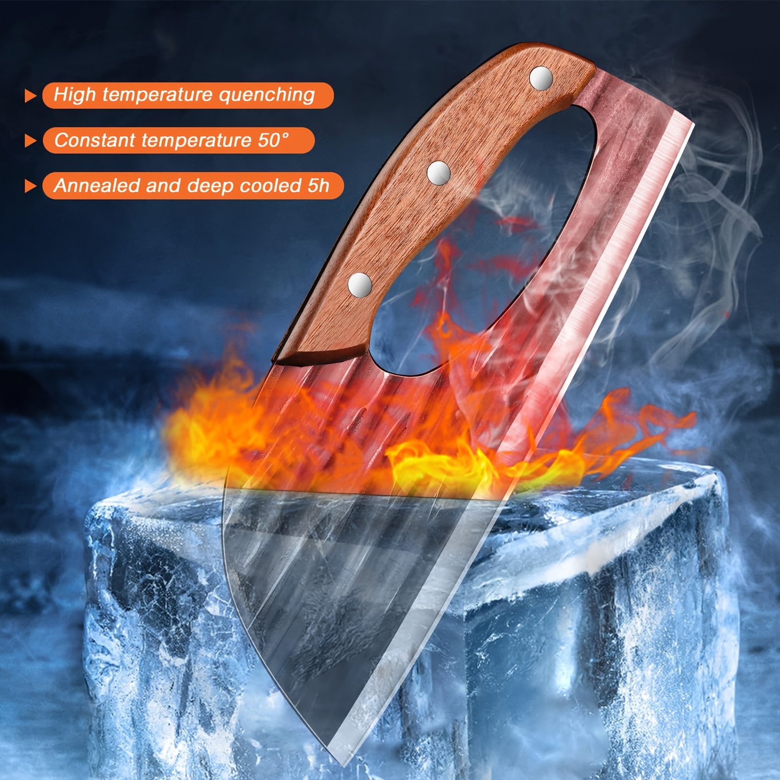 ACMETOP Chef Knife, High Carbon Steel Kitchen Knife for Meat Cutting, Slicing, Camping, BBQ – Essential Kitchen Tool