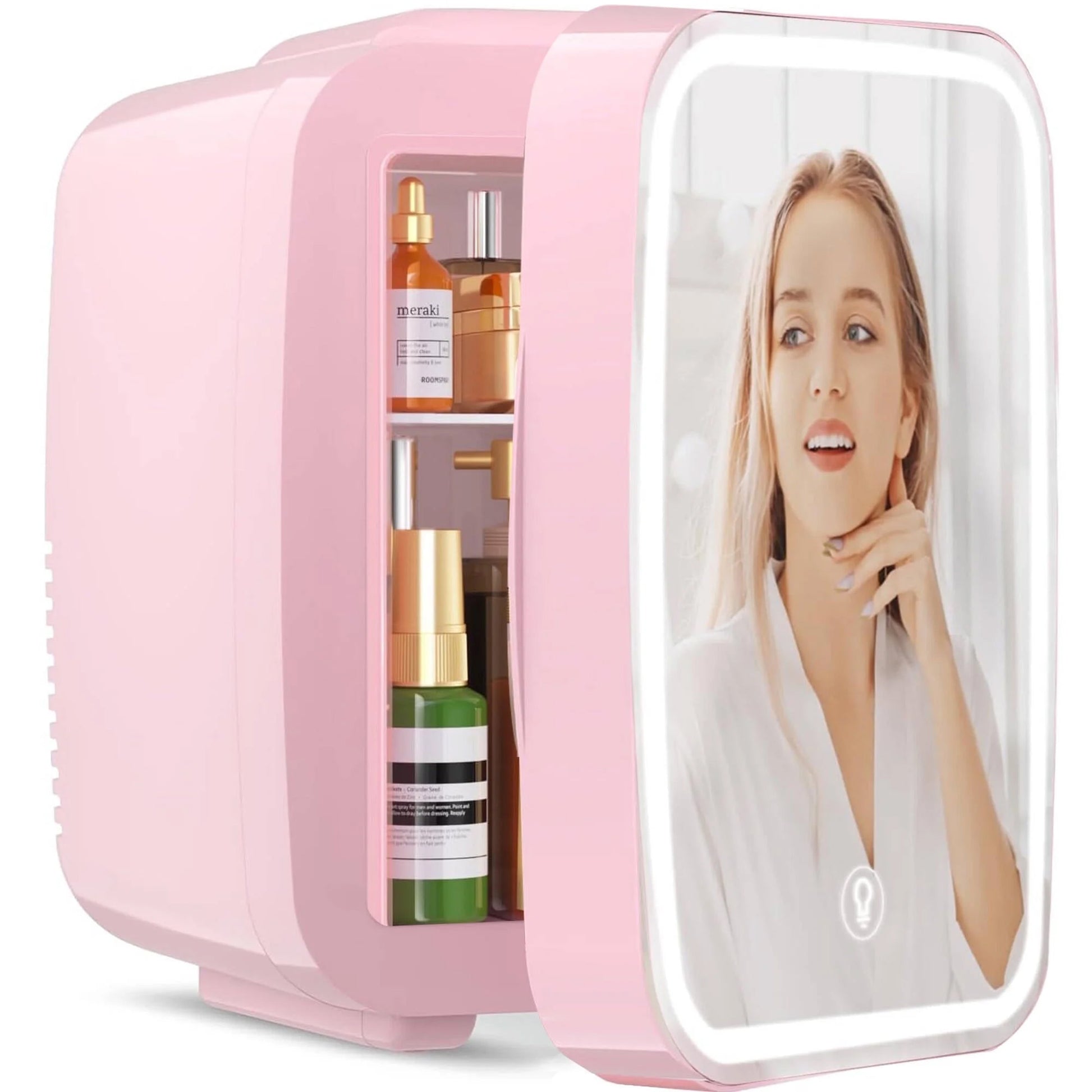 BEICHEN 4L Mini Skincare Fridge with LED Mirror – Portable Beauty Fridge for Makeup, Drinks, and Cosmetics – Quiet Small Refrigerator for Bedroom, Office, Dorm, or Car Use