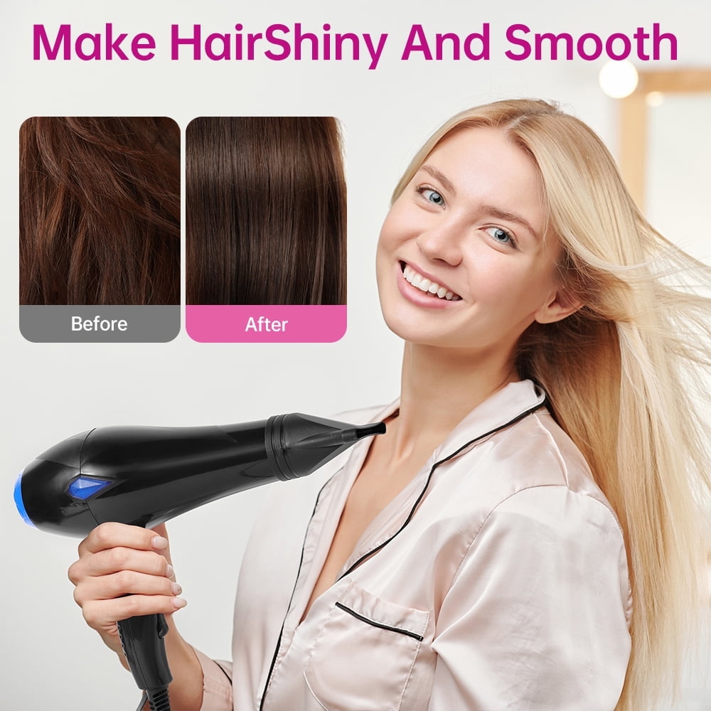 Morfone Hair Dryer, Professional Negative Ionic Thermo-Control Blow Dryer with Hair Diffuser & Nozzle, Black