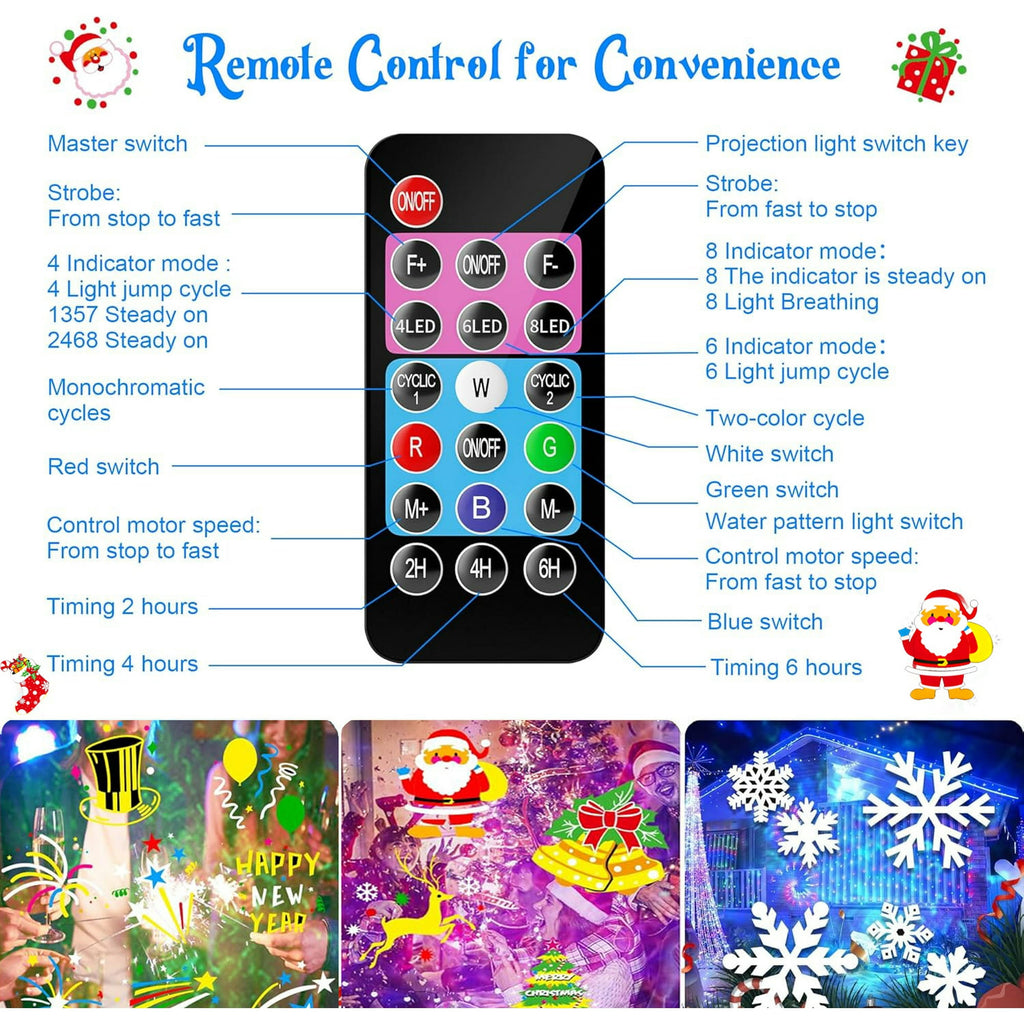 Morfone Christmas Projector Lights Outdoor, 2-in-1 HD Holiday Projector Lights with Remote Control & Timers, IP65 Waterproof Christmas Decorations for Yard Party Garden