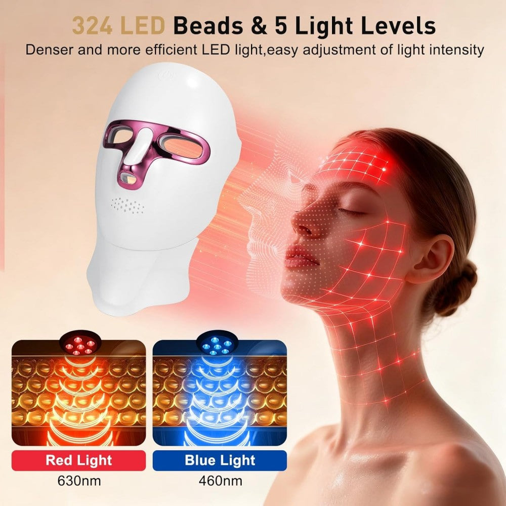 Morfone Red Light Therapy Mask Adjustable LED Face Mask Light Therapy for Home Working Travel Yoga Sleep
