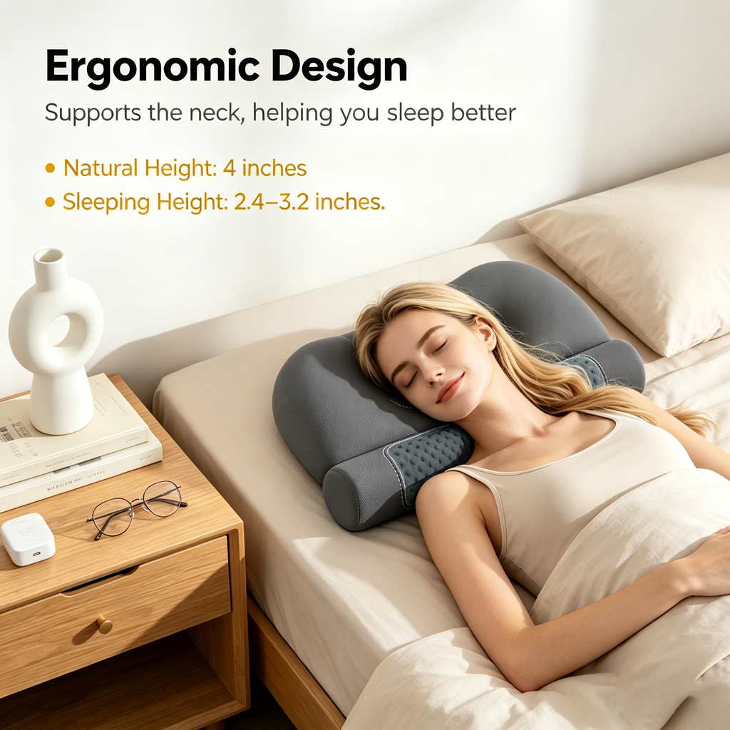 Morfone Heated Memory Foam Neck Support Pillow Improves sleep and provides soothing heat to the neck