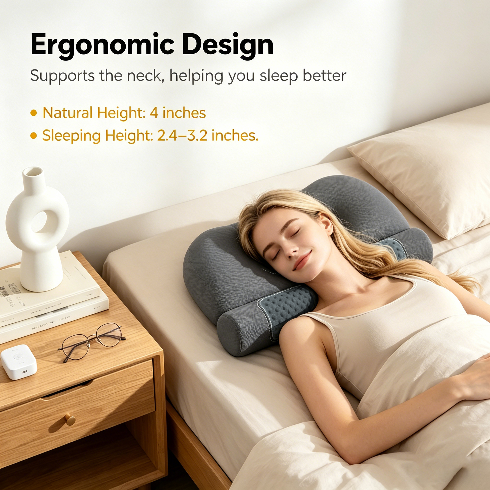 Morfone Heated Memory Foam Neck Support Pillow Improves sleep and provides soothing heat to the neck