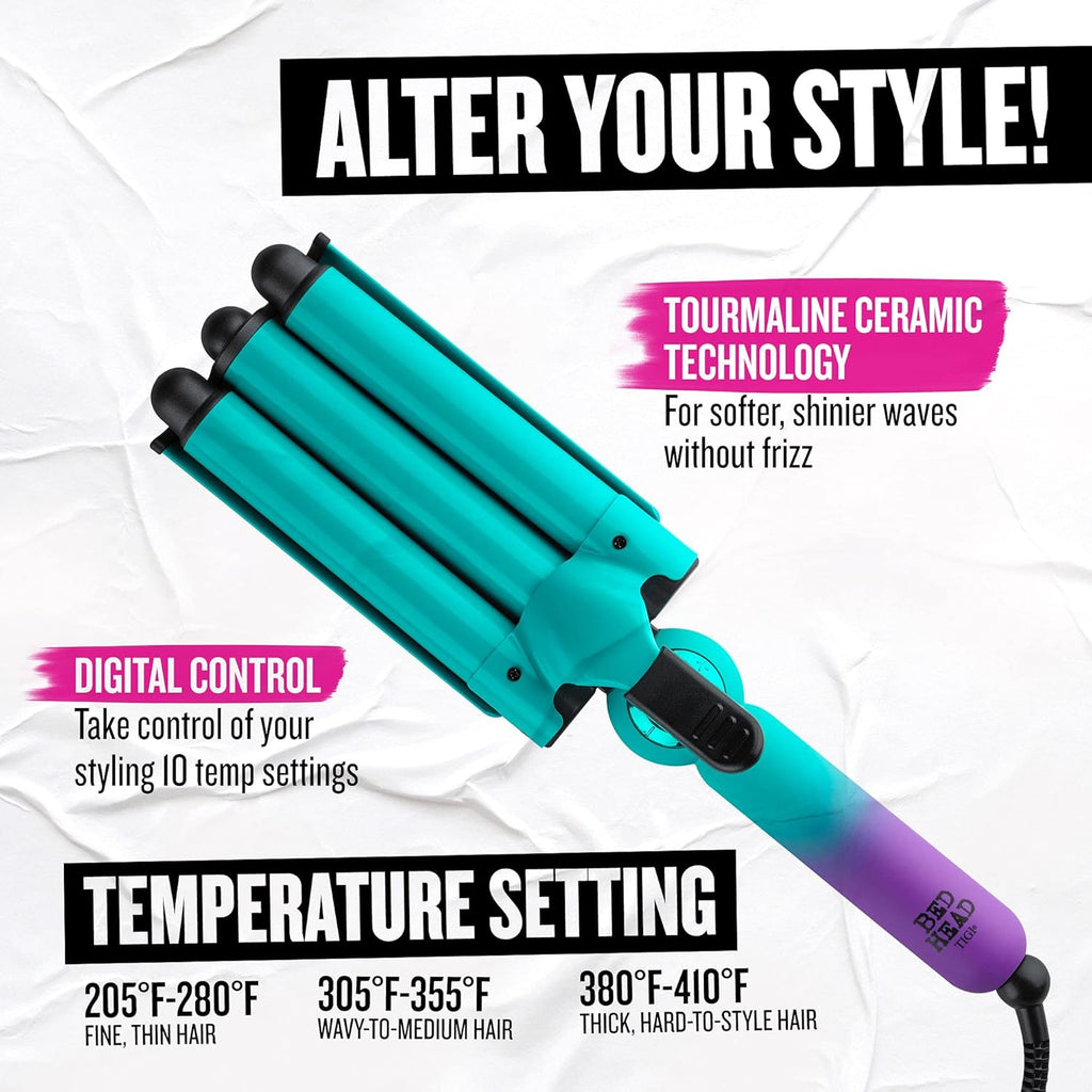 Morfone 3 Jumbo Barrel Curling Iron Wand 22mm Hair Waver Temperature Adjustable Ceramic Big Waves Hair Crimper (Green)