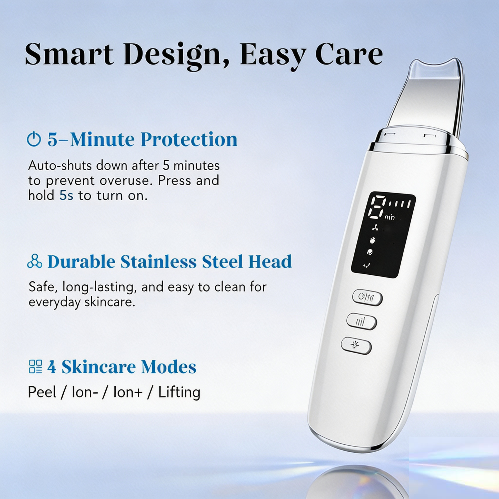 Morfone 4 Modes Facial Skin Scrubber USB Rechargeable Blackhead Remover Pore Cleaner Face Spatula