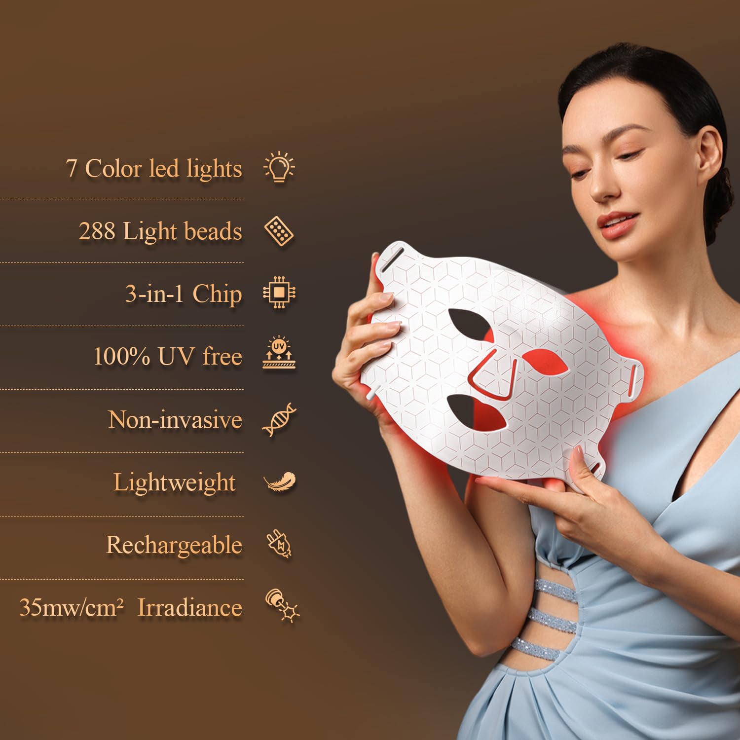 Morfone Red Light Mask for Face and Neck, 8 Colors LED Face Mask, 6-in-1 Red Light Mask Skin Care Device for Home & Travel