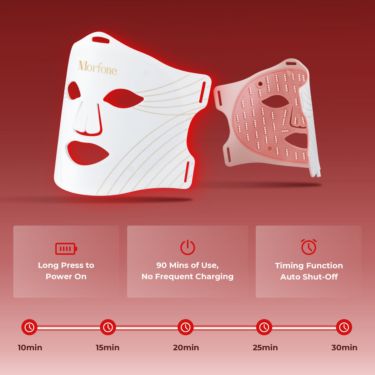 Morfone 276 LED 850nm NIR Red Light Therapy Mask 4 Modes LED Face Therapy Mask with Cooling Function