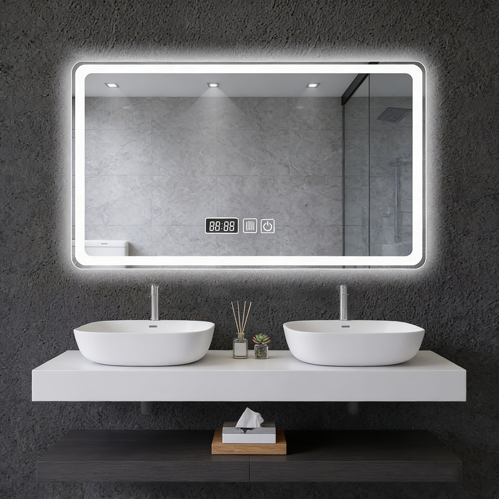 Morfone 31 inch Three Color Temperature Anti Fog Shatterproof LED Wall Mounted Bathroom Mirror
