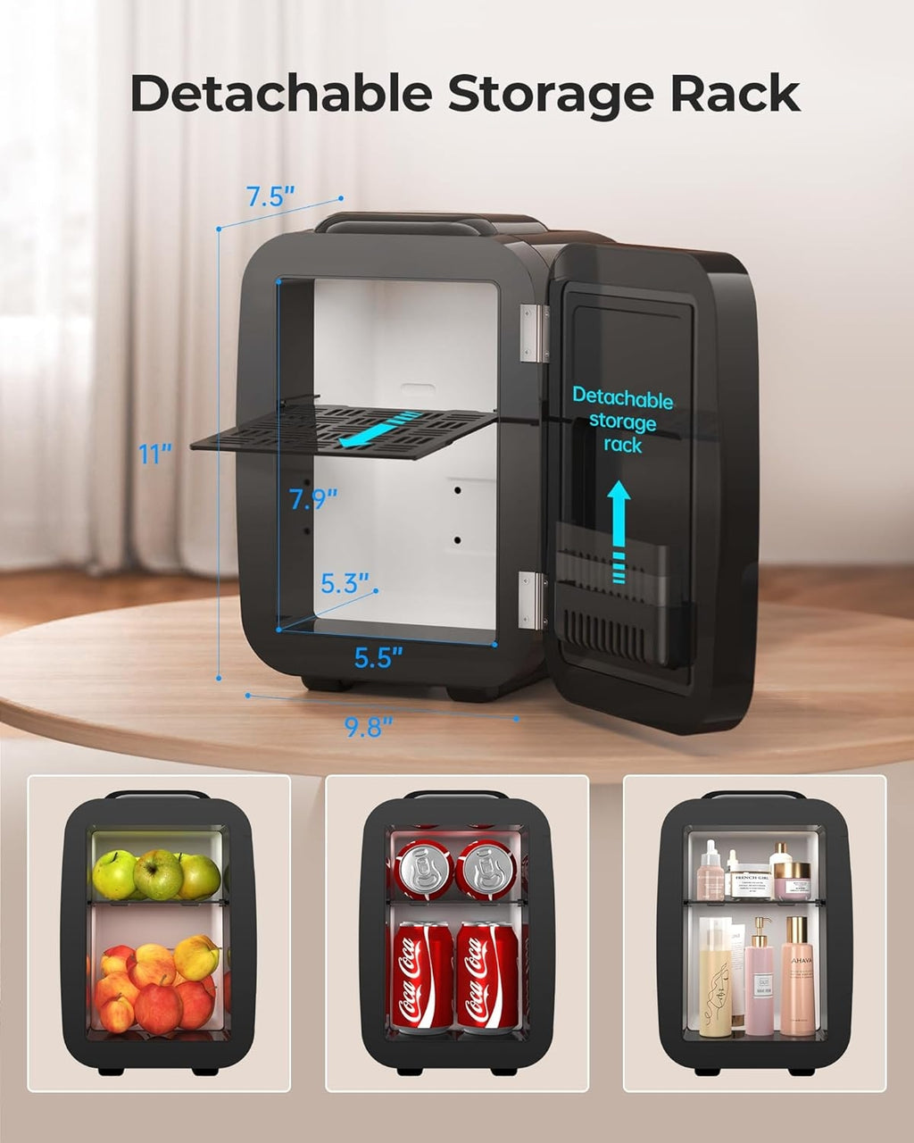 BEICHEN 4L / 6Can Mini Fridge Low Noise AC / USB Portable Refrigerator