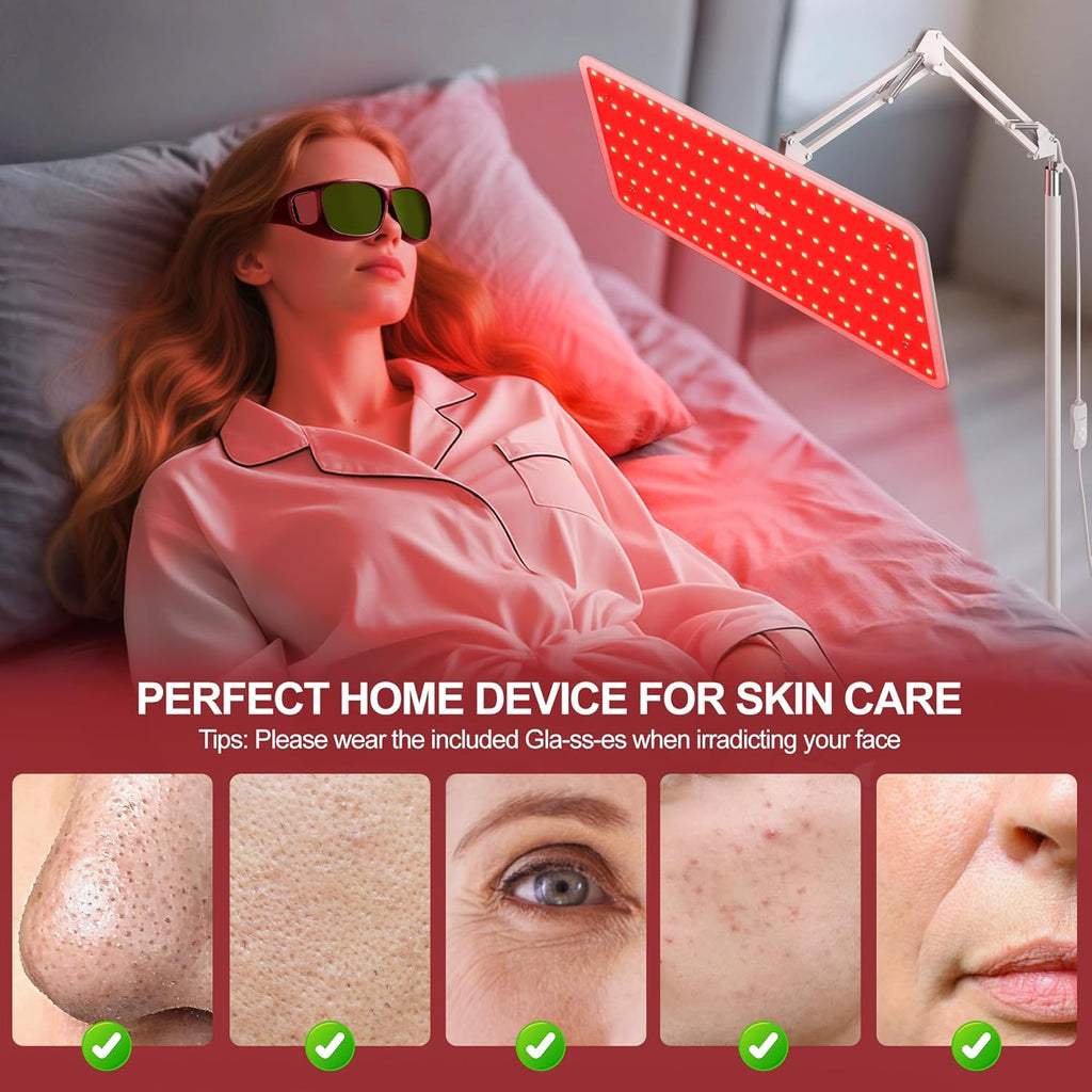 Morfone Red Light Lamp for Body Face,660nm 850nm 940nm Infrared Light device with Large Panel and Adjustable Stand, Gift for Women Mom Men,White