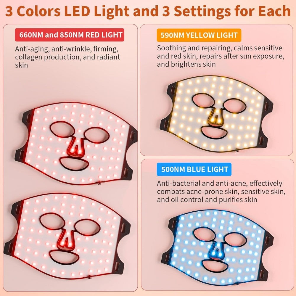 Morfone 72LED 660+850nm Red Light Therapy Mask With Timer Function For Home