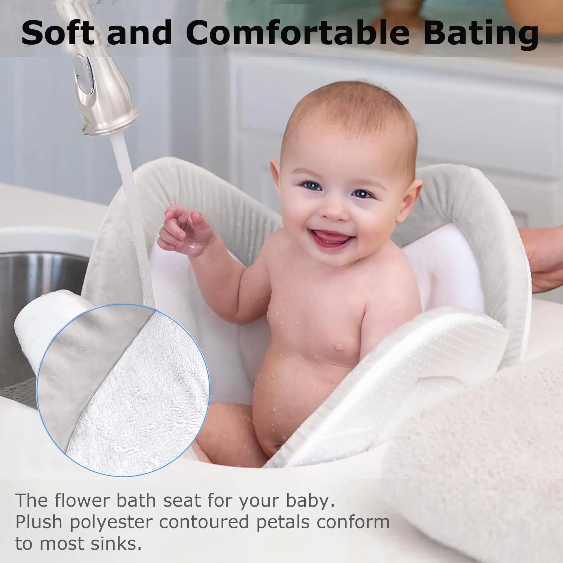 Morfone Baby Bath Seat, Baby Bathtub Pad for Newborn Infants to Toddler 0 to 6 Months and up,Gray