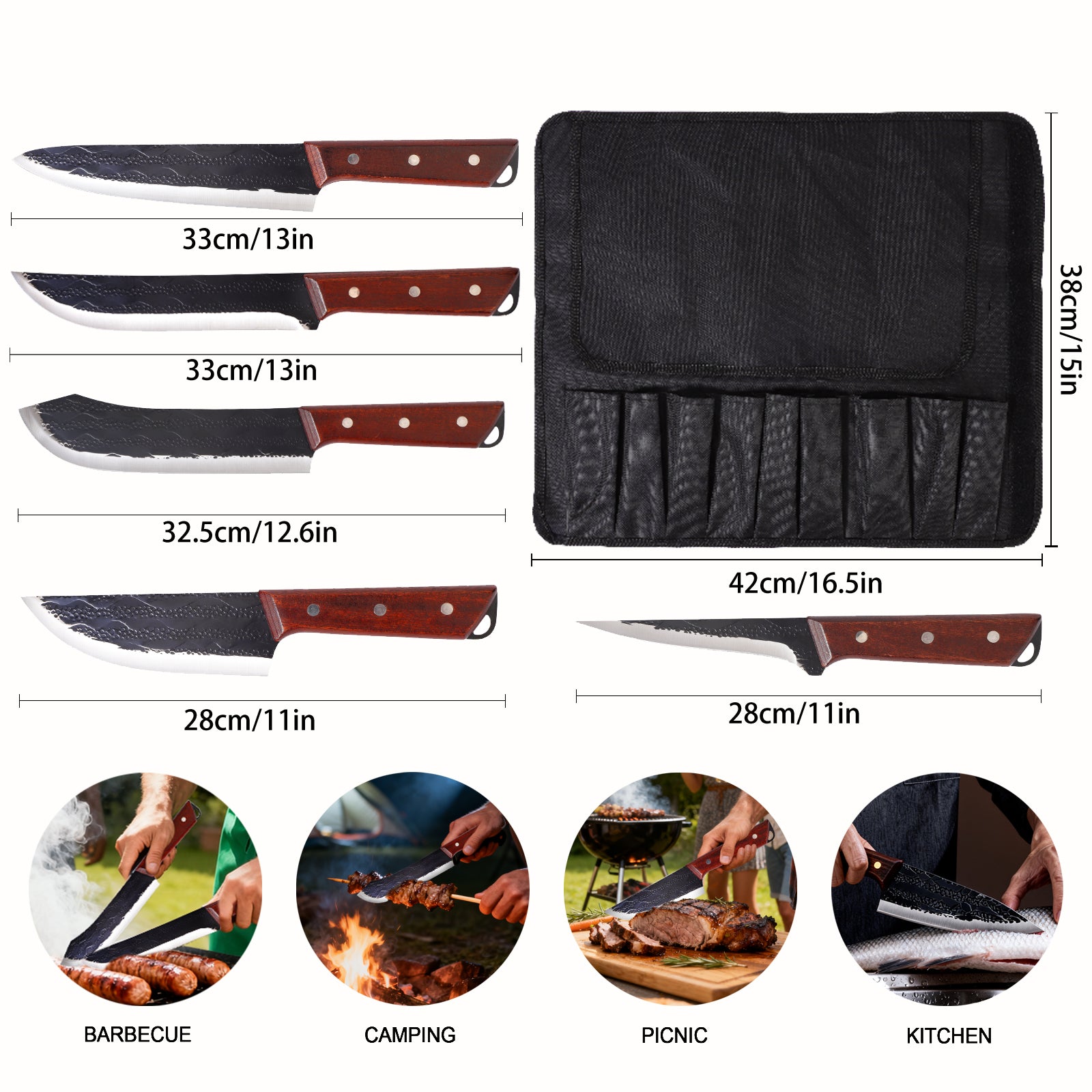 Mooues Forged Kitchen Knife 6-Piece Set, a professional kitchen utensil knife collection that makes cooking effortless and enjoyable