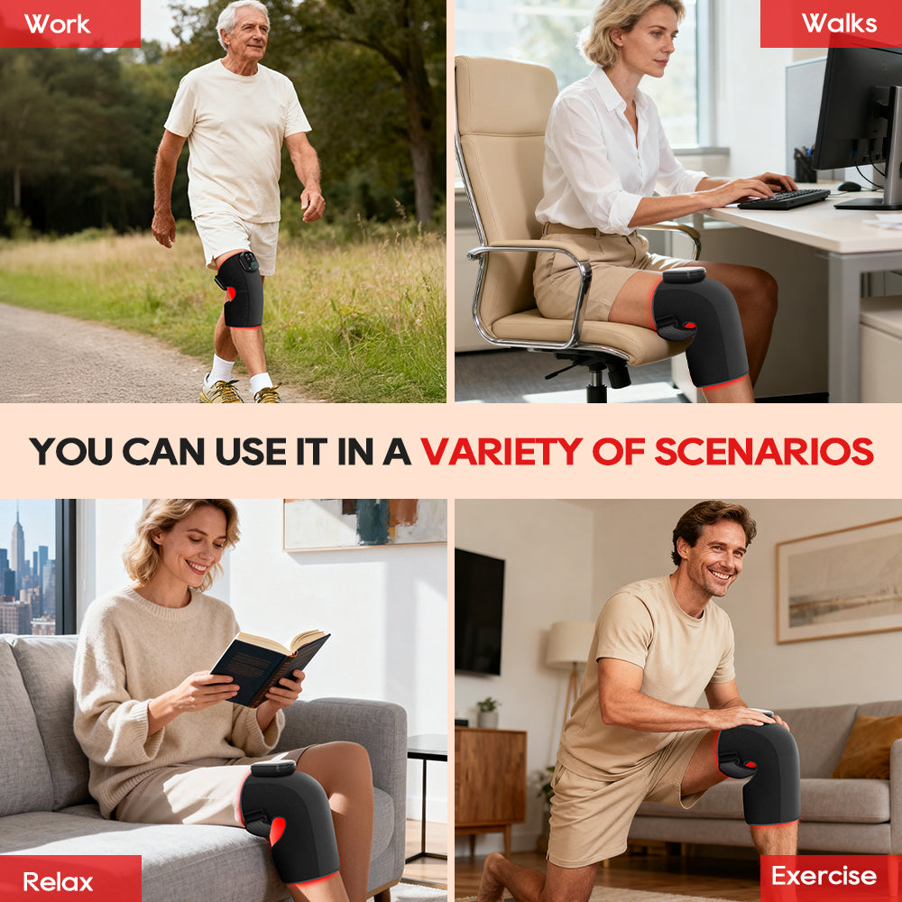 Morfone 5000mAh 660nm 850nm Infrared Red Light Therapy Device Knee Therapy Wrap 3 Vibration Modes & 4 Heating Levels
