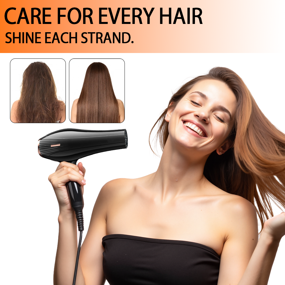 Morfone Black 12-piece Hair Dryer Set. Hair styling tools equipped with accessories such as combs, clips, and hair dryers. As a gift set