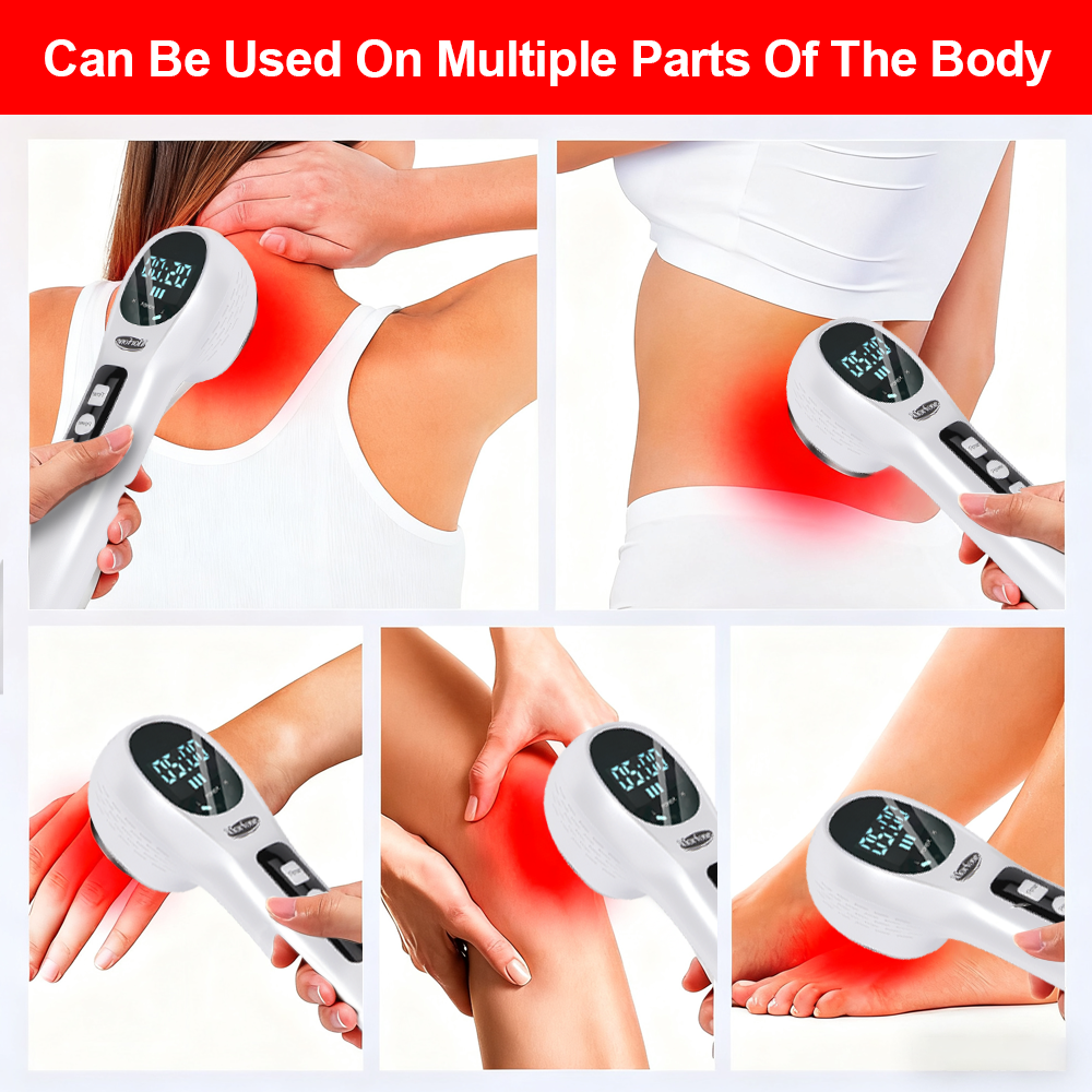 Morfone 5 x 808nm + 12 x 650nm Handheld Red Light Therapy Device - Featuring 4 brightness levels and 4 timer settings