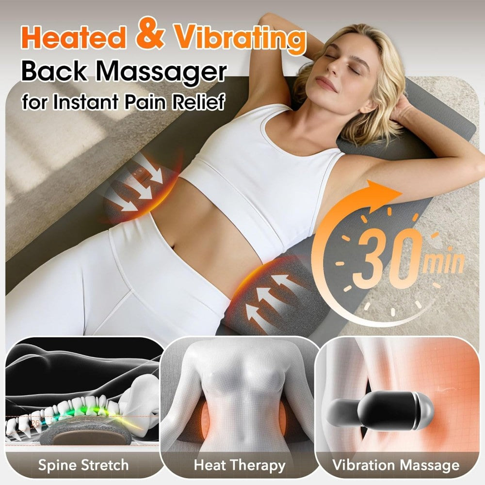Morfone 3-in-1 Electric Back Heating Massage Lumbar Support Pillow for Car, Home, and Office Use