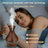 Anoak Colorful Mini Humidifier, Flower Shape Humidifier Desktop Cool Humidifier 7 colors,Super Quiet for Car, Office Room, Bedroom,etc. (Dark wood)