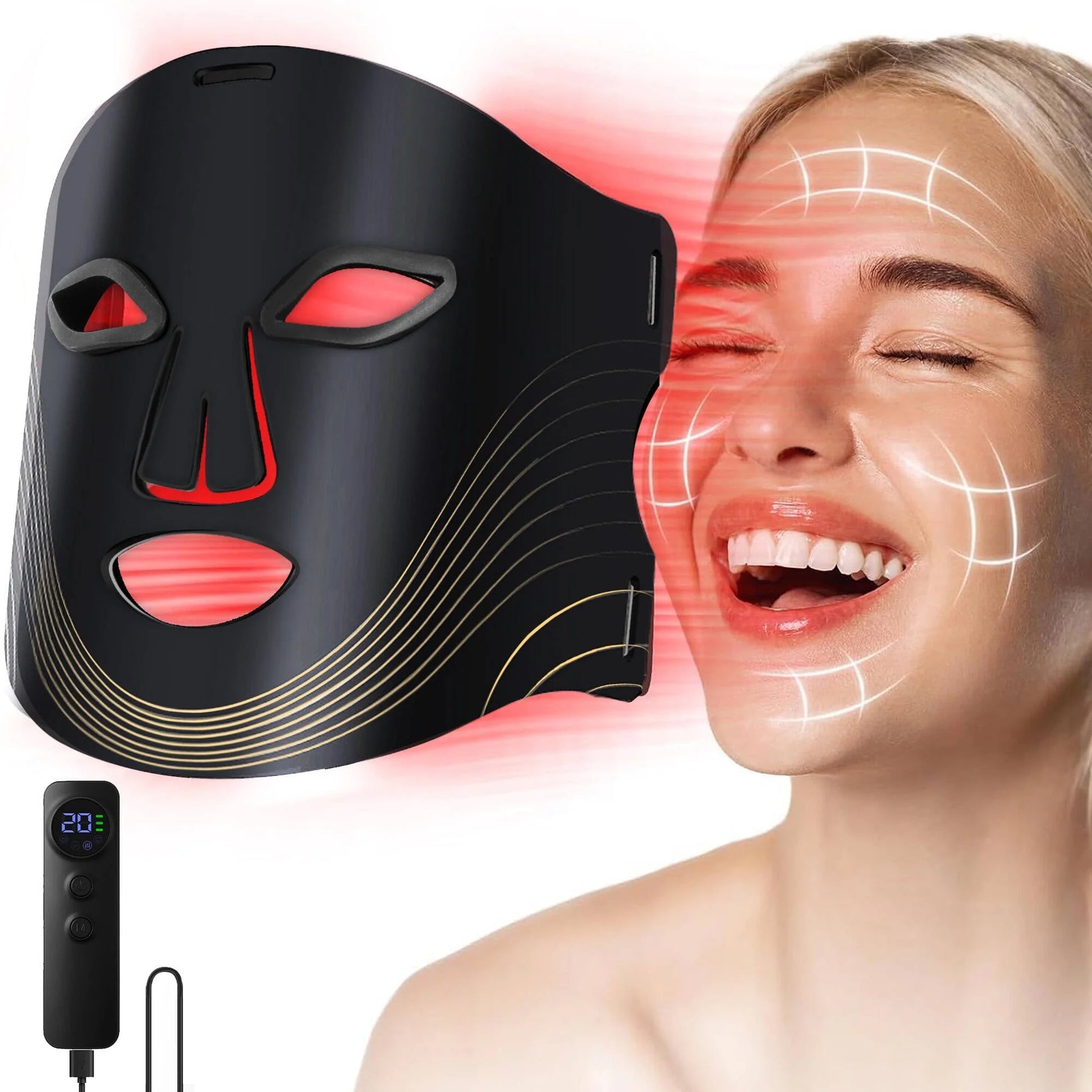Morfone 660+850nm Dual Wavelength Red Light Therapy Lamp for the Face Remote Controlled Portable Home Skincare Kit