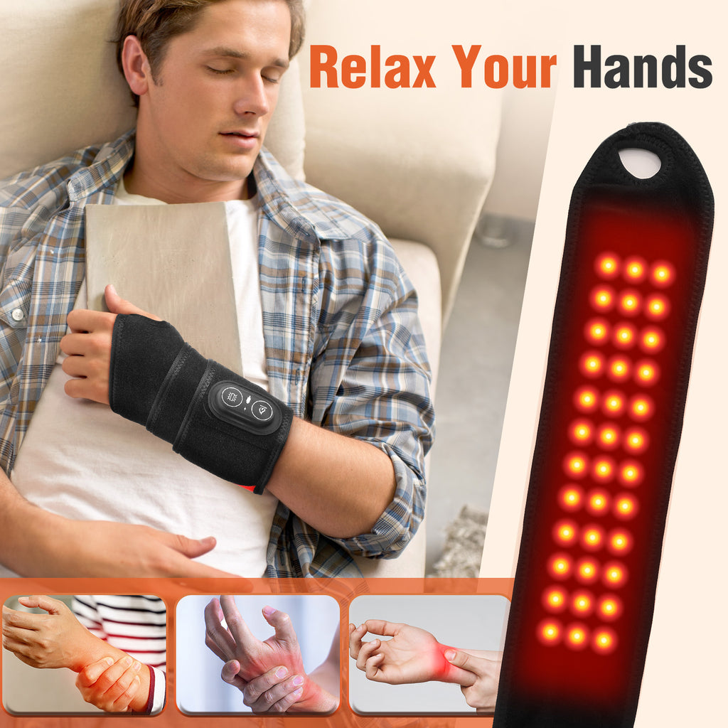 Morfone 36LED 660nm+850nm Red Light Therapy Wrist Wrap Cordless Heated Wrist Massager