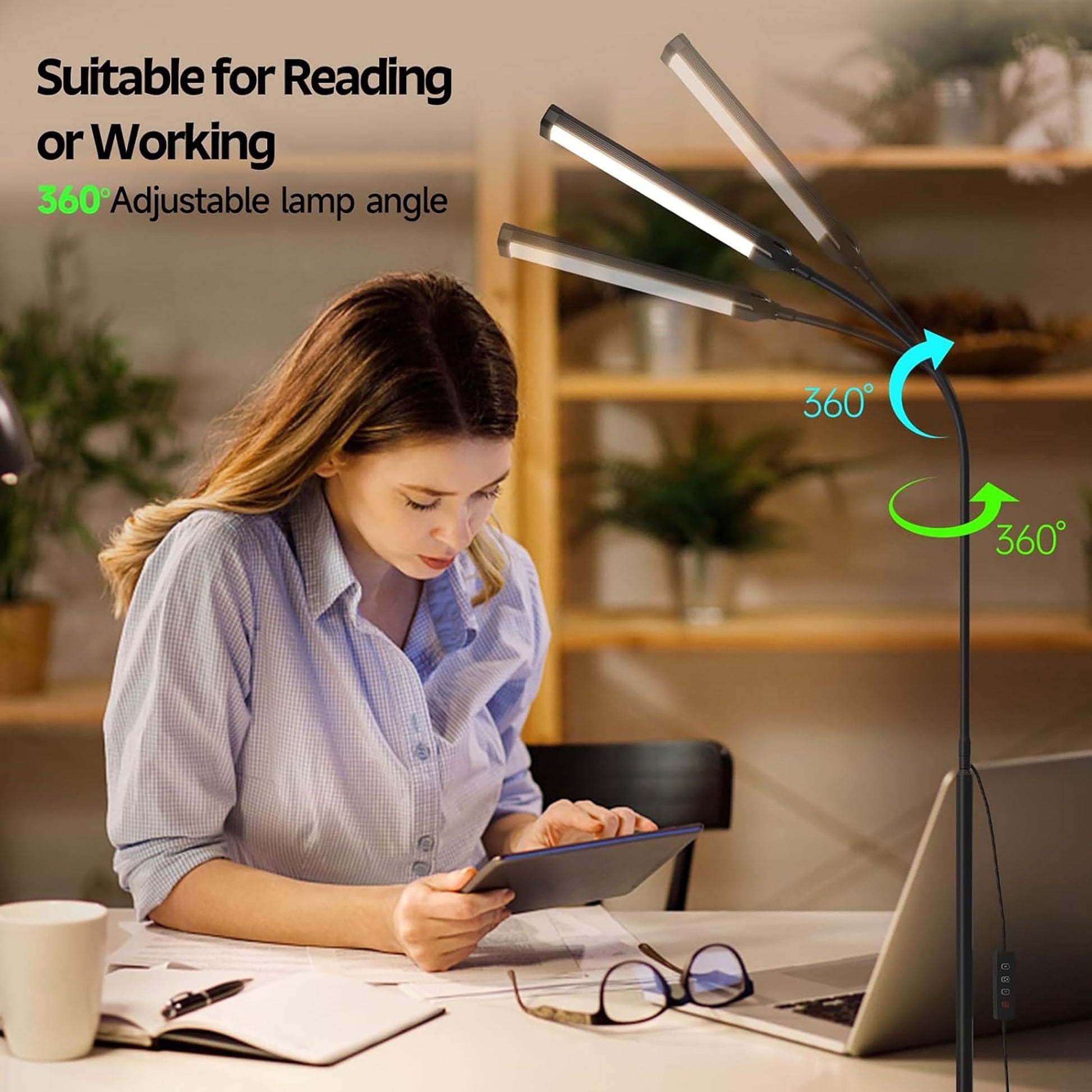 ACMETOP LED Floor Lamp for Living Room with Remote Control, Standing Lamp with Stepless Dimmable & 3 Color Temperatures Bulb