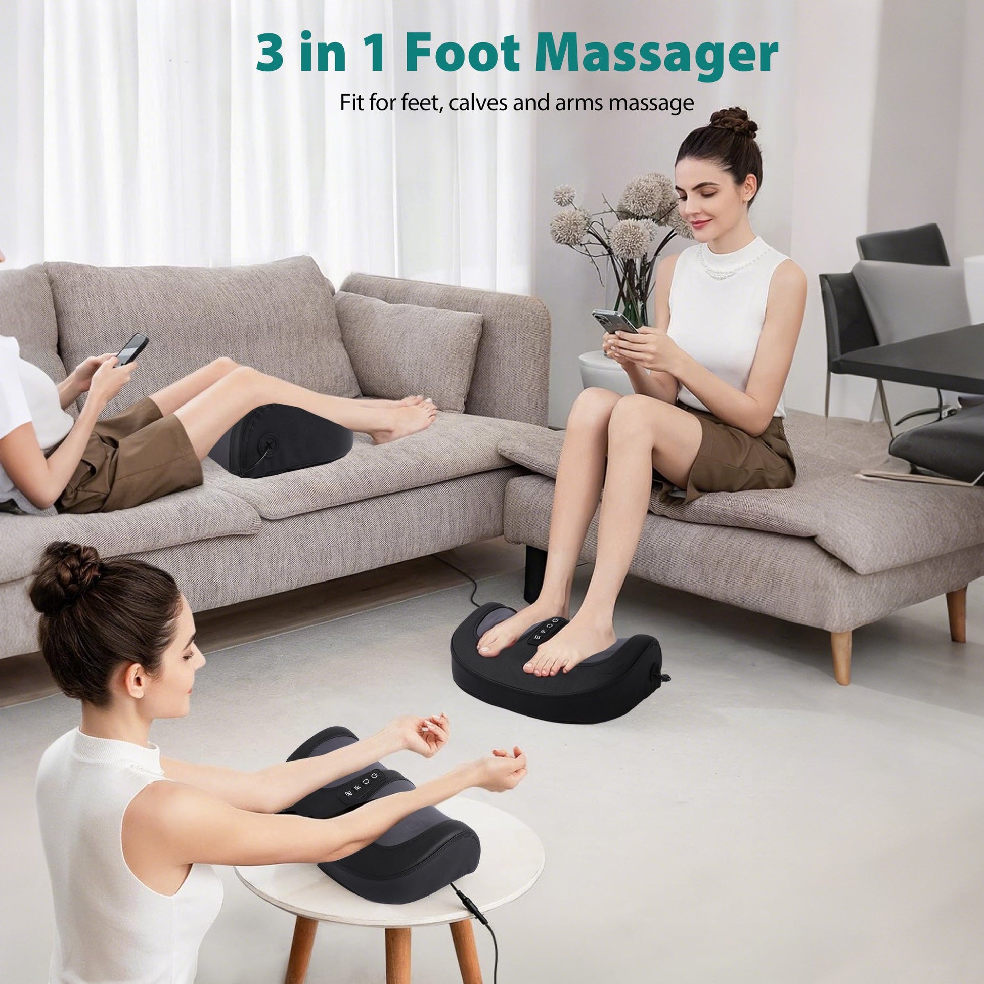 Morfone Shiatsu Foot Massager with Heat, Foot and Calf Massager with Roller, Deep Massage for Relaxation, Gifts for Women & Men, Black