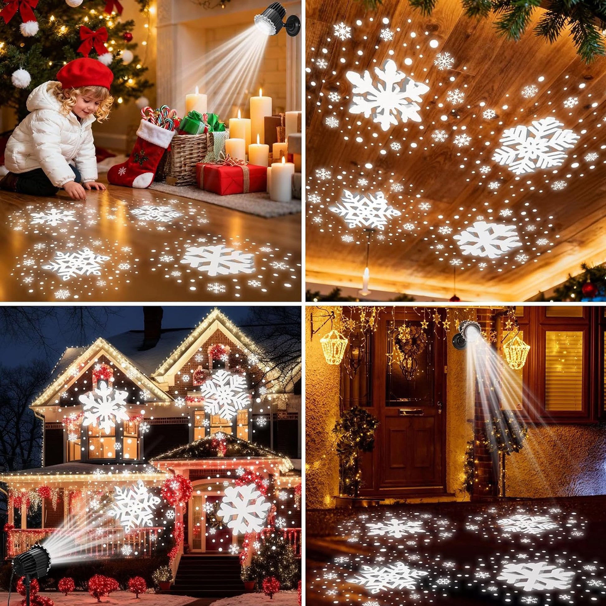 ACMETOP Christmas Projector Lights Outdoor, 3D Snowflake LED Projector Lights, IP65 Waterproof 9W High Brightness Outdoor Indoor for Christmas, New Year, Birthday Party and Garden Decoration