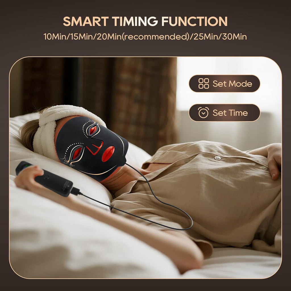 Morfone Red Light Therapy for Face, 4 Modes Led Face Mask Light Therapy with Remote, Portable Light Therapy Mask for Skin Care at Home, Travel