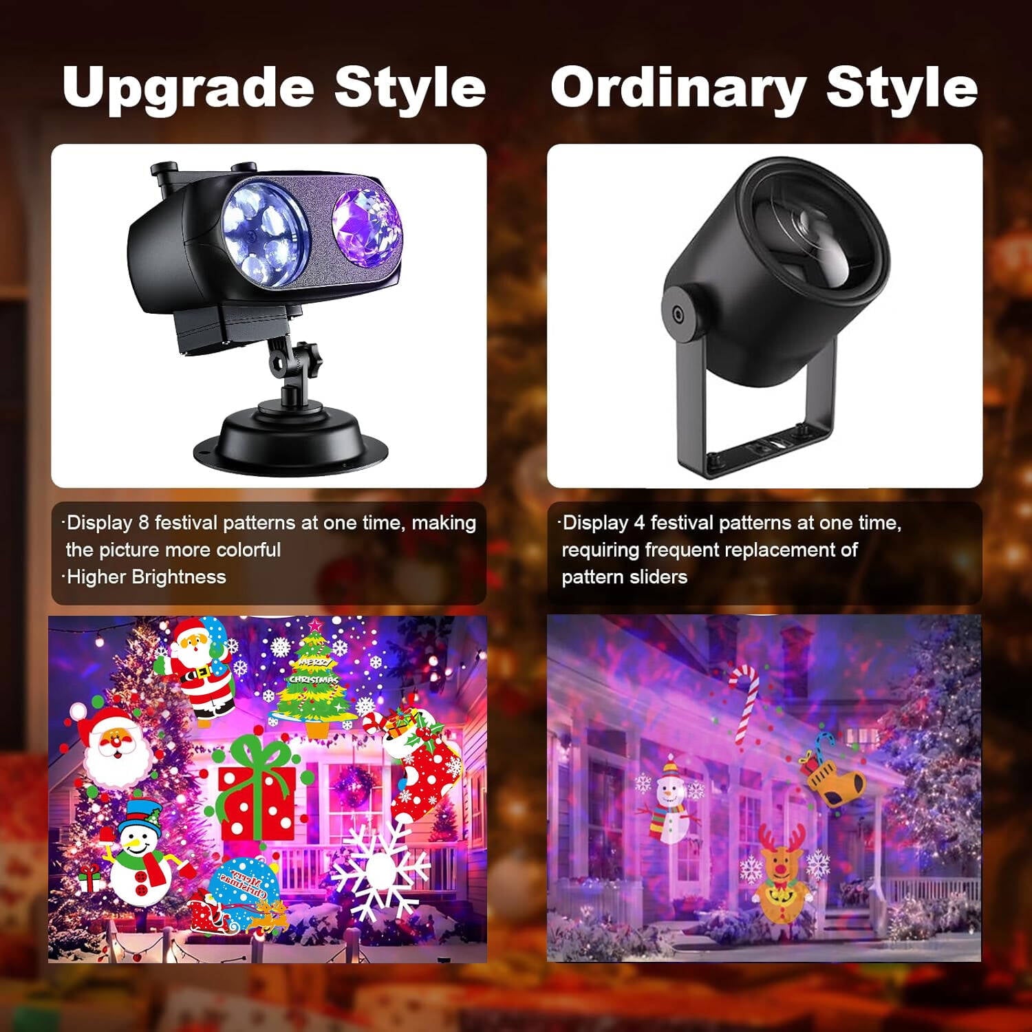 ACMETOP Christmas Projector Lights Outdoor, 2-in-1 Holiday Projector Lights With 80 HD Patterns, 10 3D Ocean Wave for Party Garden Yard Decor