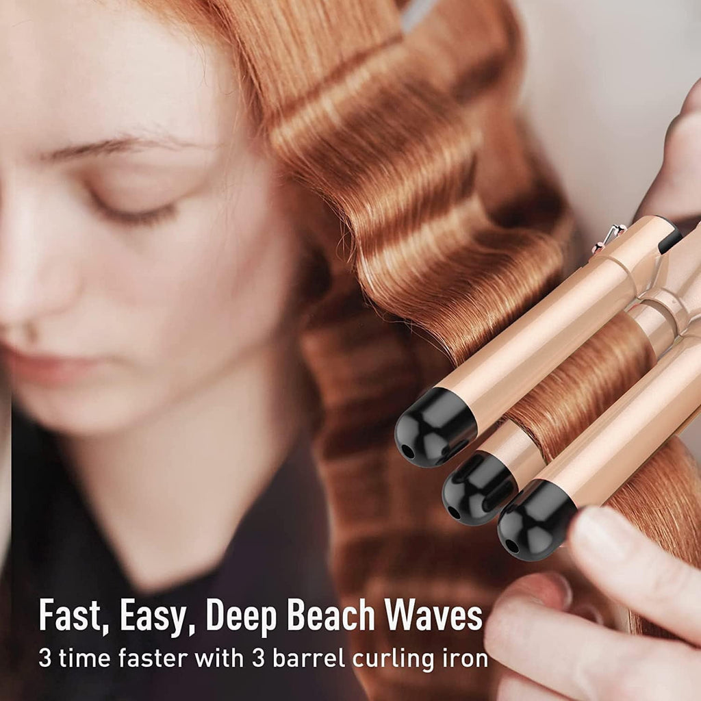 Morfone 3 Jumbo Barrel Curling Iron Wand 22mm Hair Waver Temperature Adjustable Ceramic Big Waves Hair Crimper