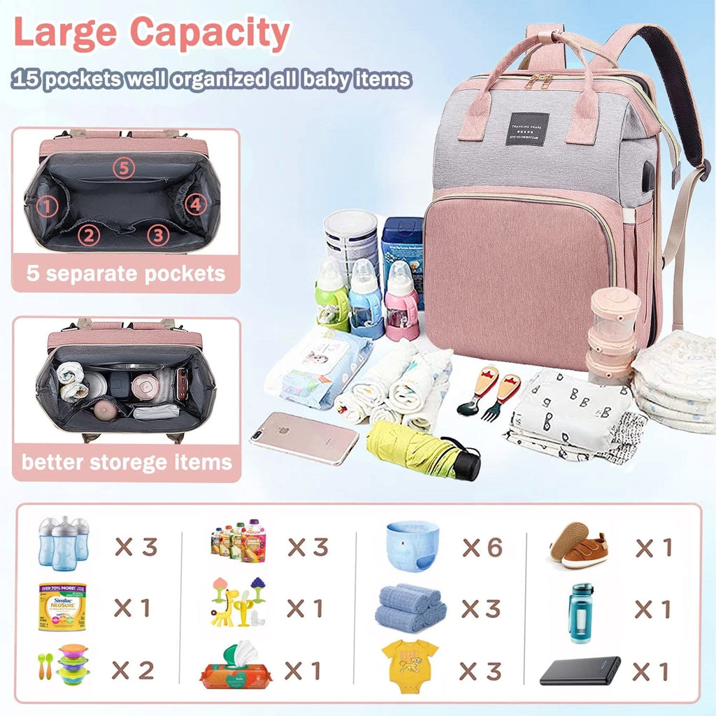 Morfone Baby Diaper Bag Backpack with Changing Station, Large Capacity Baby Bag, Waterproof Travel Backpack with USB Charging Port, Stroller Straps , Baby Shower Gifts