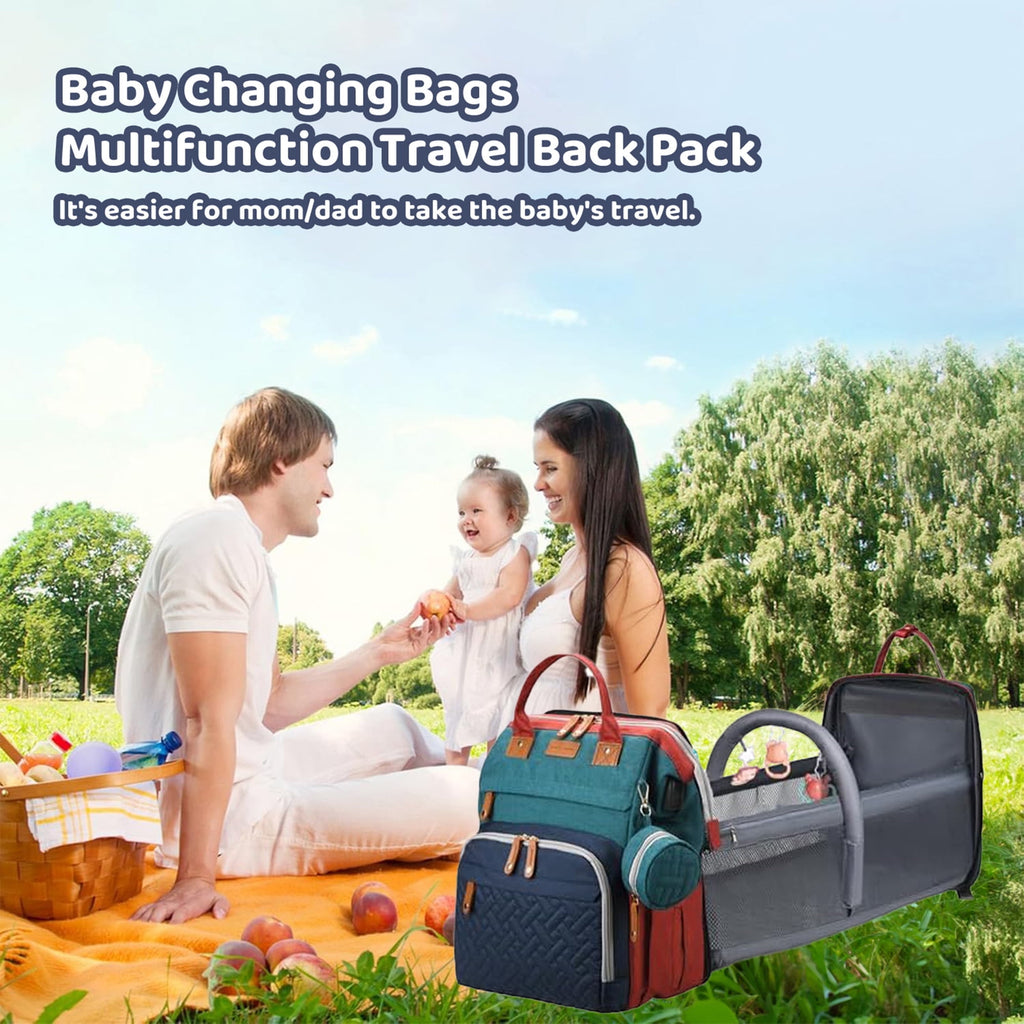 Morfone Baby Diaper Bag Backpack with Changing Station, Large Capacity Baby Bag, Waterproof Travel Backpack with USB Charging Port, Stroller Straps , Baby Shower Gifts