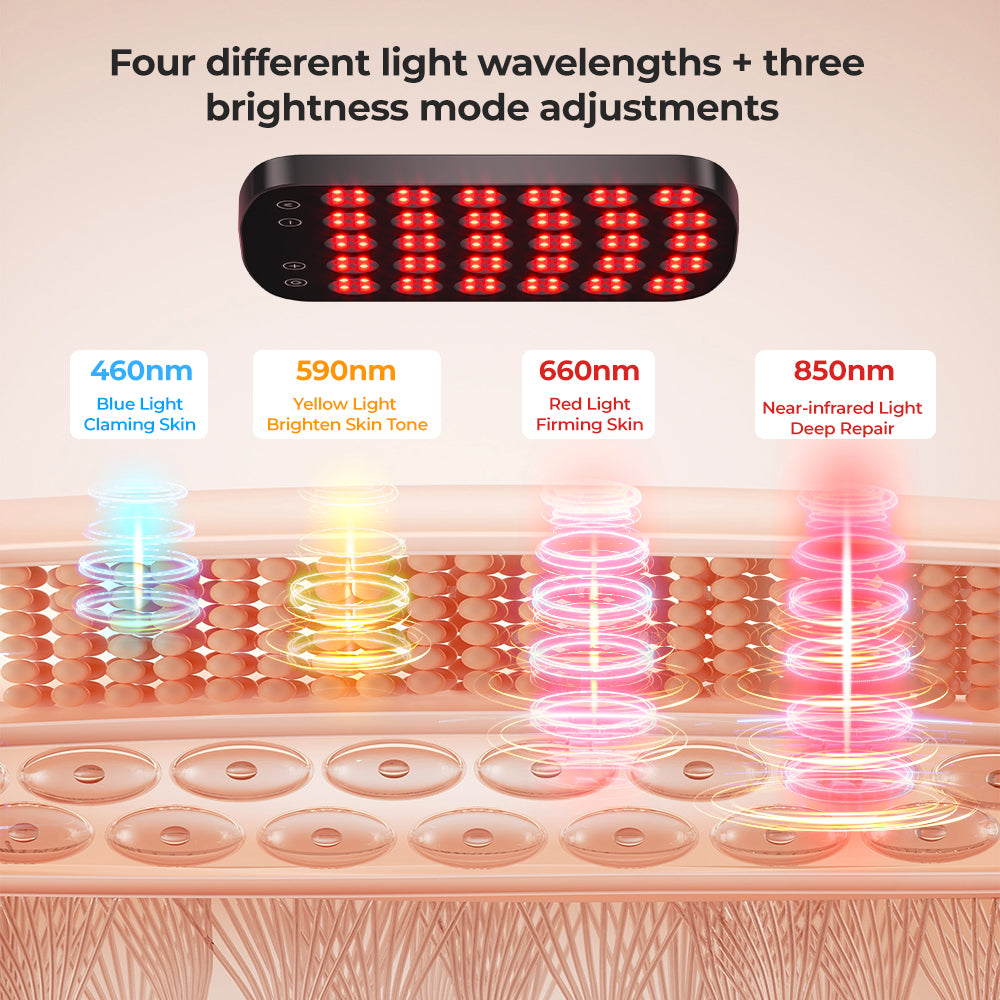 Morfone 460/590/660/850nm 4 Wavelength Infrared Light Therapy Device with makeup mirror.Red light therapy device for both facial and body care