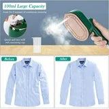 Portable Iron Steamer for Clothes, Compact Travel Size Mini Steamer,180° Foldable Small Iron, 970W Handheld Steamer Support Dry and Wet Ironing for Home Travel College (Green)