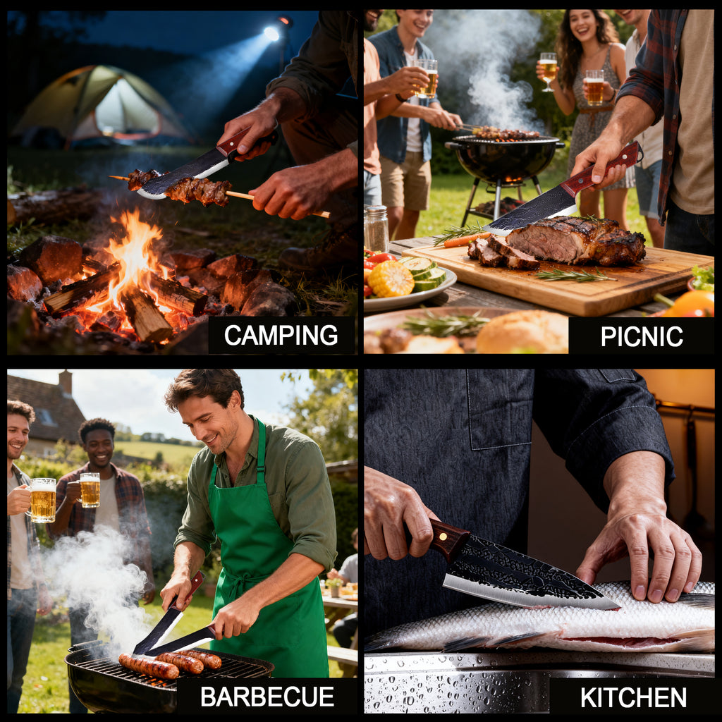 Mooues Forged Kitchen Knife 6-Piece Set, a professional kitchen utensil knife collection that makes cooking effortless and enjoyable