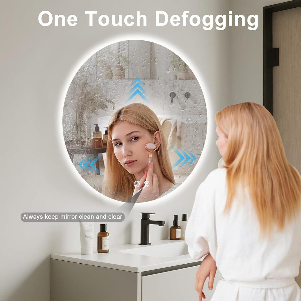 Anoak Round Black Mirror, 30 Inch Circle Black Mirror, Metal Frame Round Wall Mounted Mirrors for Bathroom, Living Room, Bedroom, Entryway, Vanity