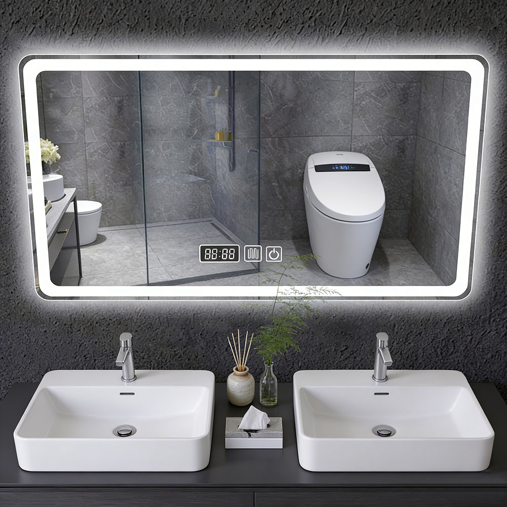 Morfone 31 inch Three Color Temperature Anti Fog Shatterproof LED Wall Mounted Bathroom Mirror