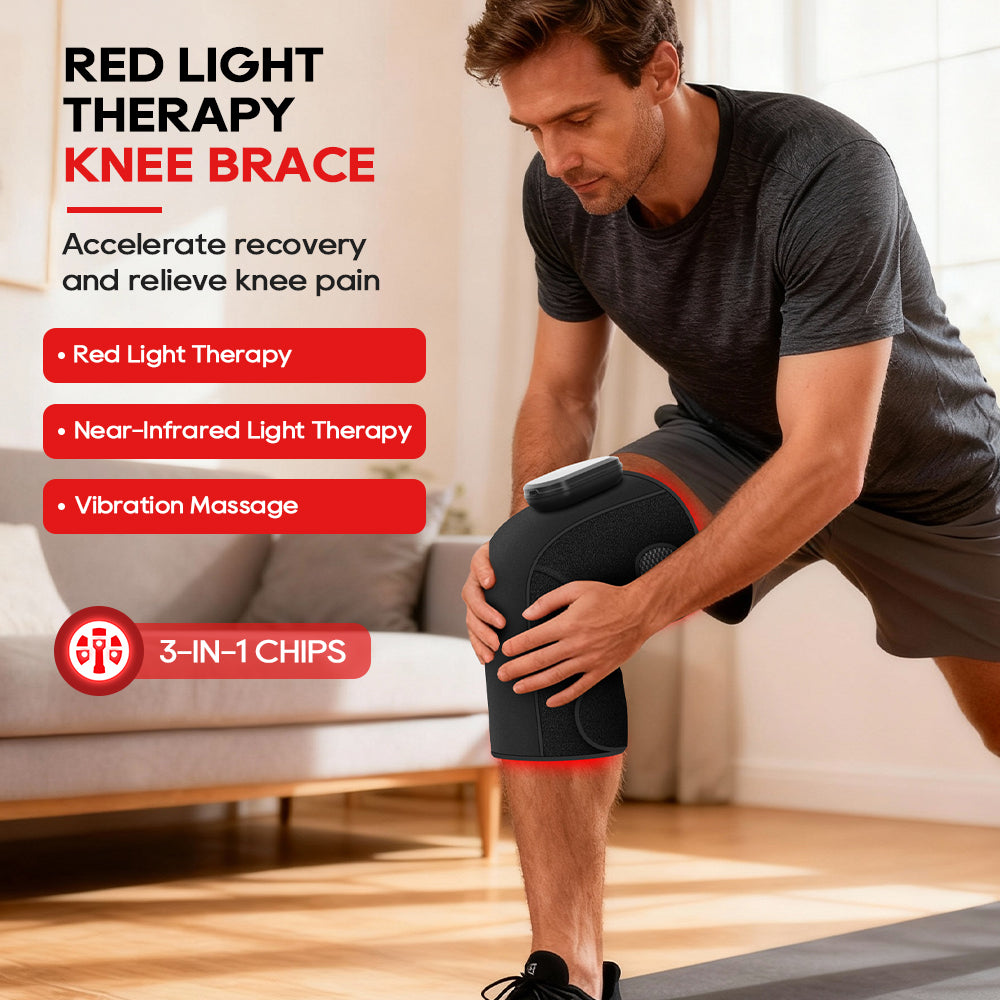 Morfone 5000mAh 660nm 850nm Infrared Red Light Therapy Device Knee Therapy Wrap 3 Vibration Modes & 4 Heating Levels
