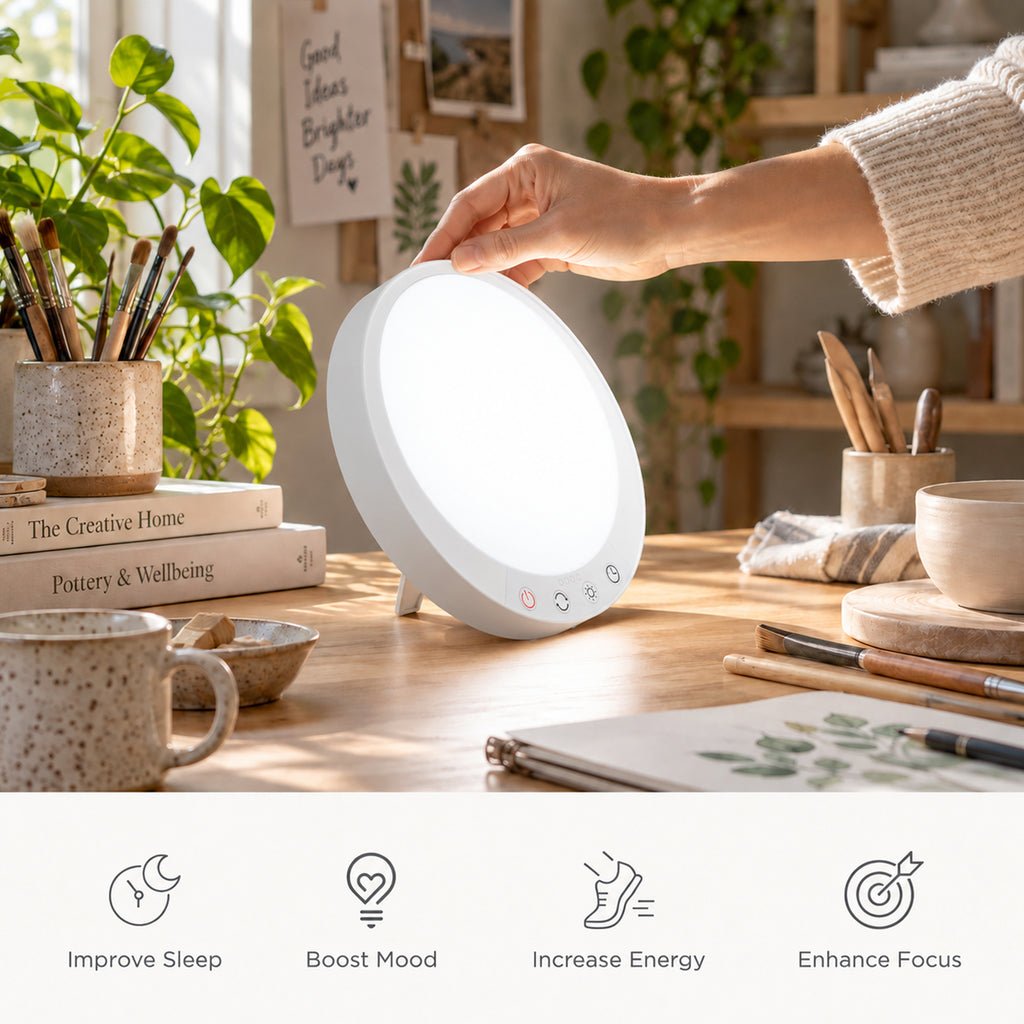 Morfone 10,000 Lux Uv-Free Sun Lamp, Full-Spectrum Happy Light Therapy Lamp For Seasonal Sad Relief And Winter Light Therapy