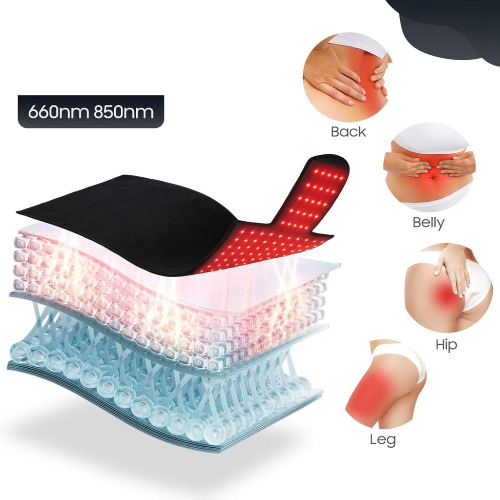 Morfone 660nm 850nm Red Light Therapy Mat Premium Leather Body Therapy Blanket Adjustable Timer