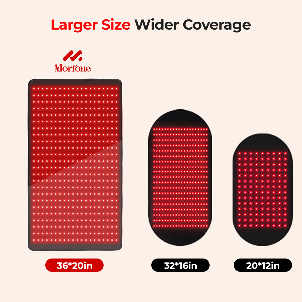 Morfone 480 LED 36x20 inche 660nm 850nm NIR Red Light Therapy Blanket Full Body Infrared Therapy Mat Heating Pad