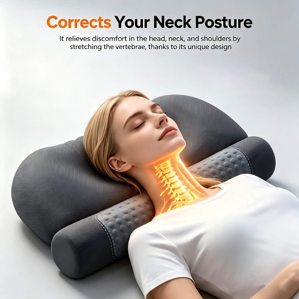 Morfone Heated Memory Foam Neck Support Pillow Improves sleep and provides soothing heat to the neck
