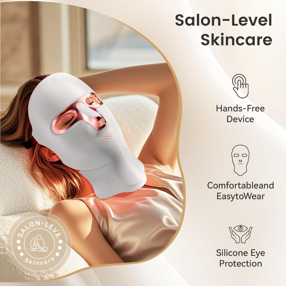 Morfone 7 Color LED Adjustable Brightness Wireless Charging Facial Light Therapy Mask White