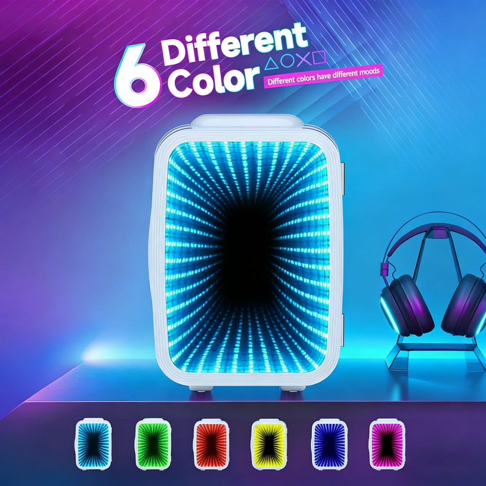 BEICHEN 4L Mini Fridge Adjustable LED Lighting Dual Temperature Operation Bedroom Office Game Room