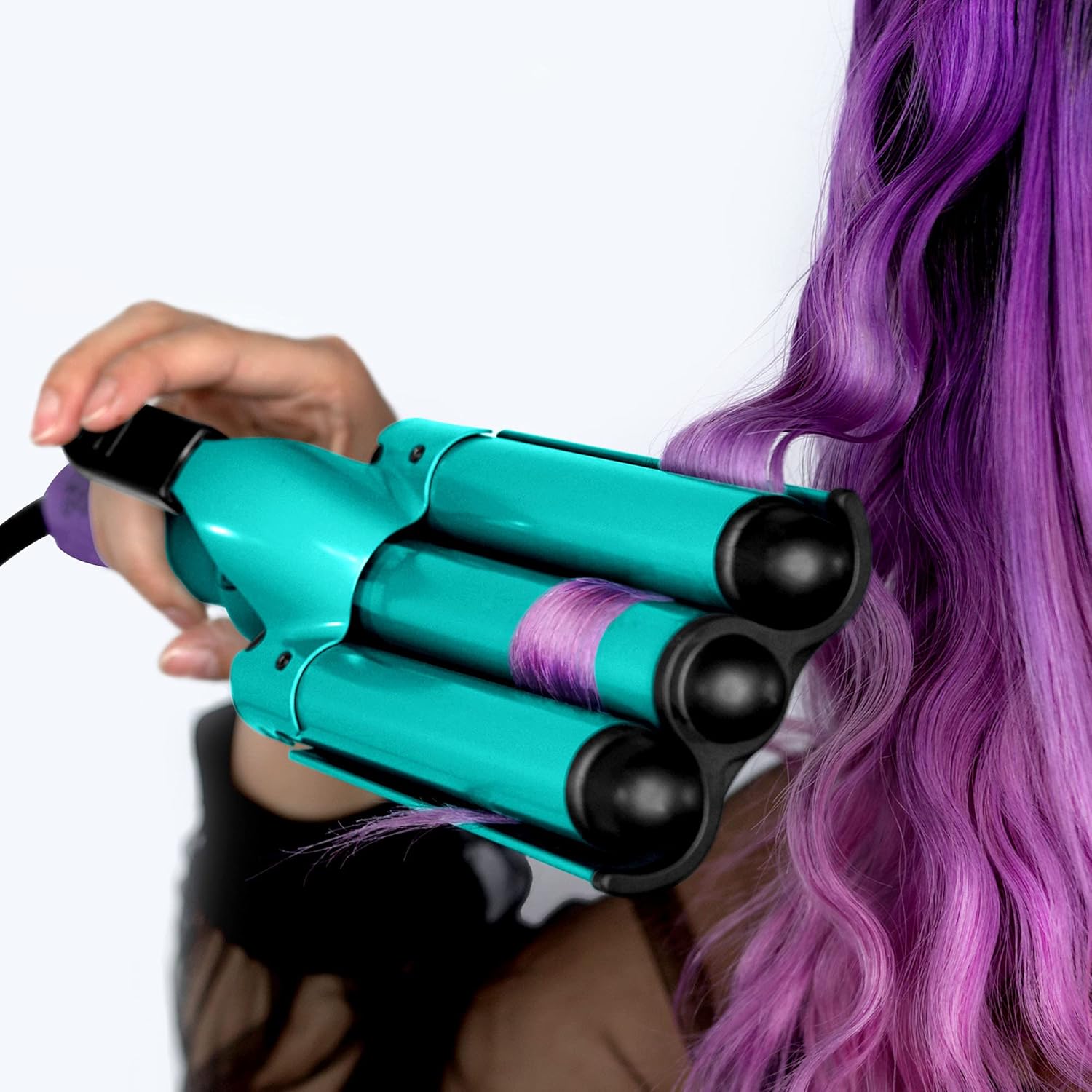 Morfone 3 Jumbo Barrel Curling Iron Wand 22mm Hair Waver Temperature Adjustable Ceramic Big Waves Hair Crimper (Green)