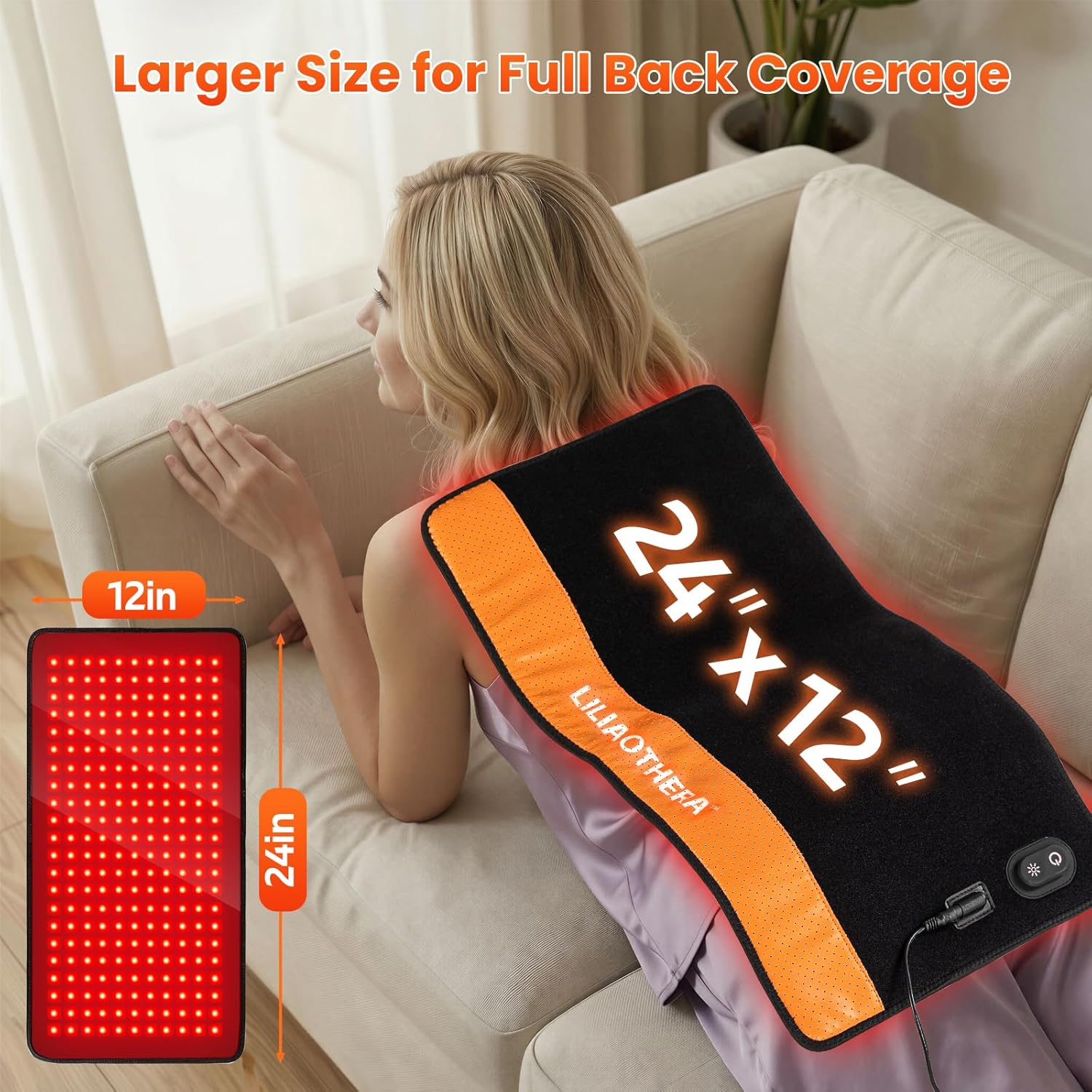 Morfone Red Light Pad for Body, 242 LEDs 24"x12" Large Red Light NIR Light Mat with 33W High Power, 660nm & 850nm Dual Wavelength, 4 Modes for Back