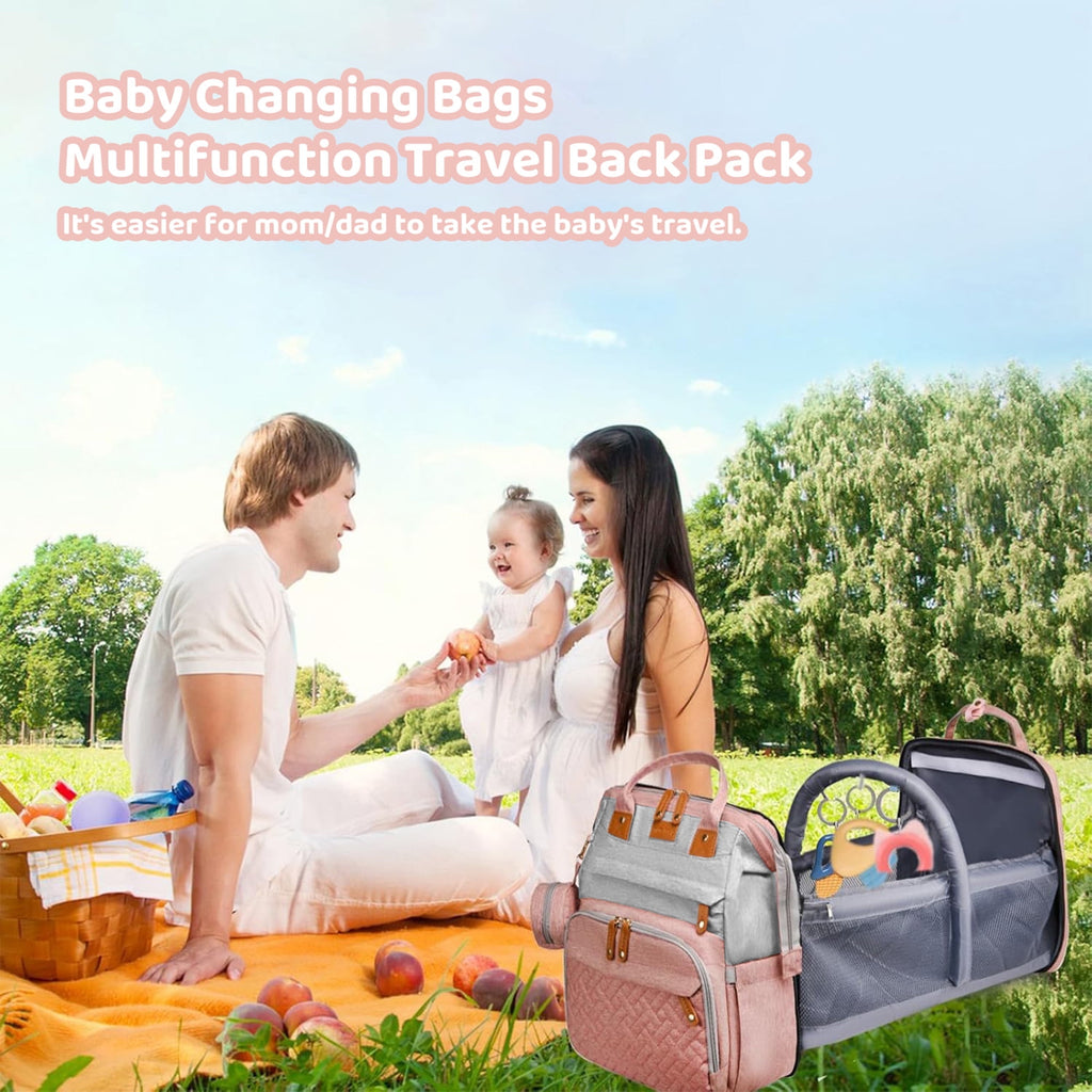 Morfone Baby Diaper Bag Backpack with Changing Station, Large Capacity Baby Bag, Waterproof Travel Backpack with USB Charging Port, Stroller Straps , Baby Shower Gifts