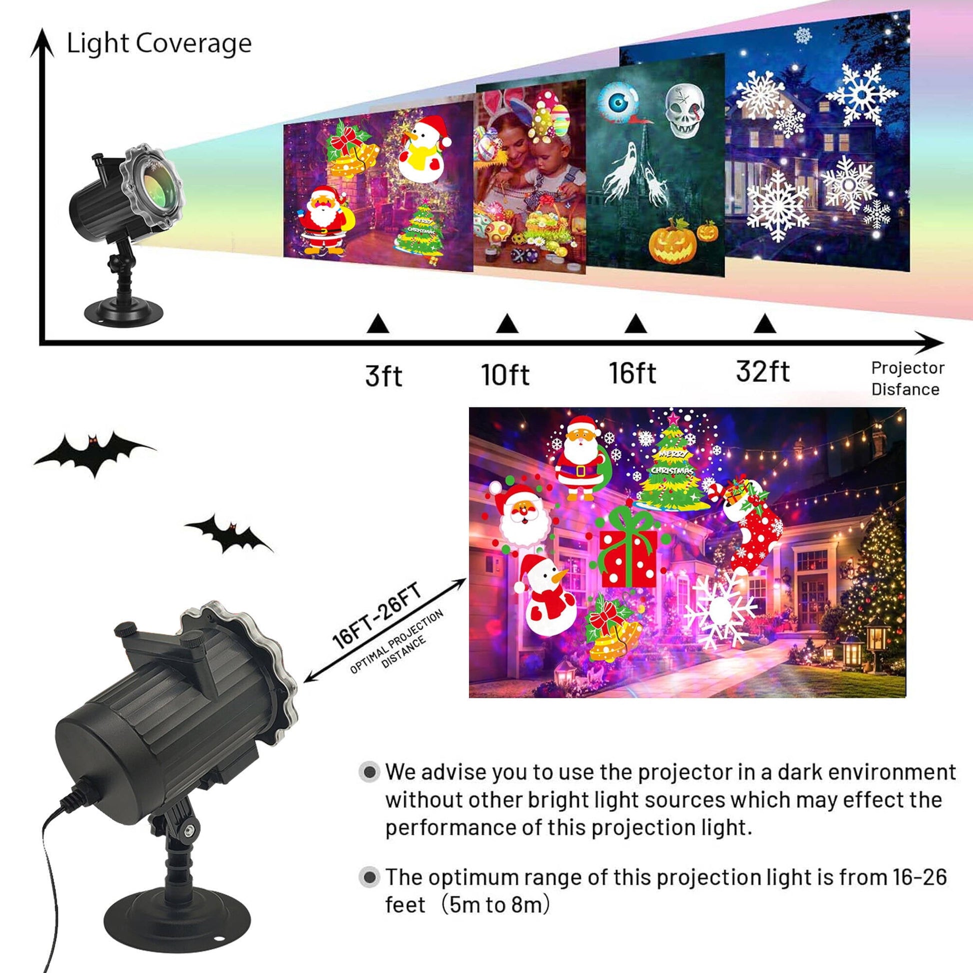 Morfone Christmas Projector Lights Outdoor, Holiday Projector Lights with Remote Control for Xmas Halloween Party Garden Yard Decor